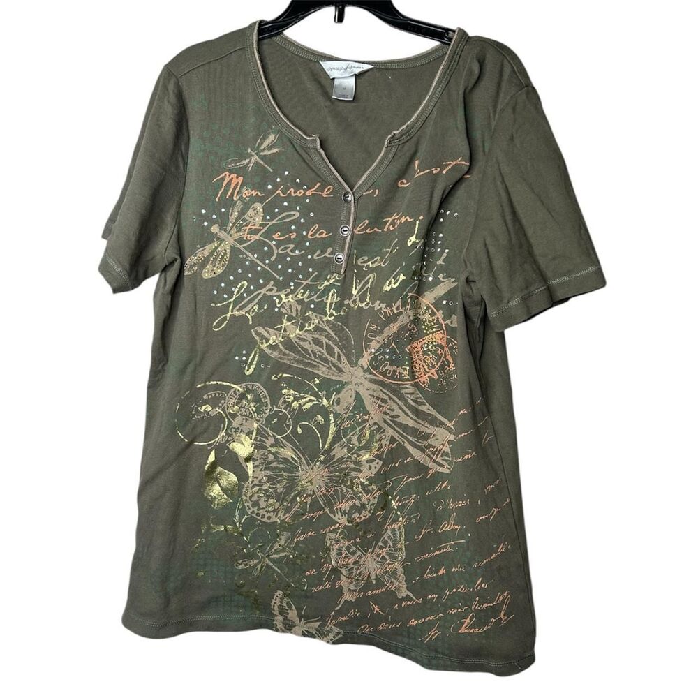 Mudd-clothing Women's Green and Pink Blouse